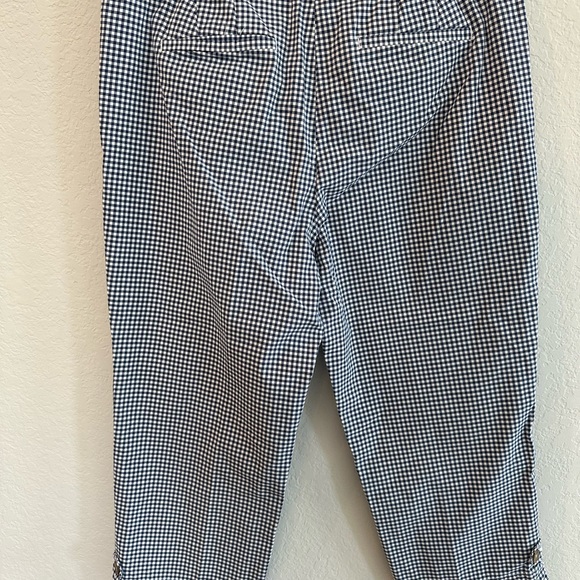 Talbots Capris Cropped Pants Womens 8 Blue Check Pockets Coastal Grandma - Picture 2 of 10